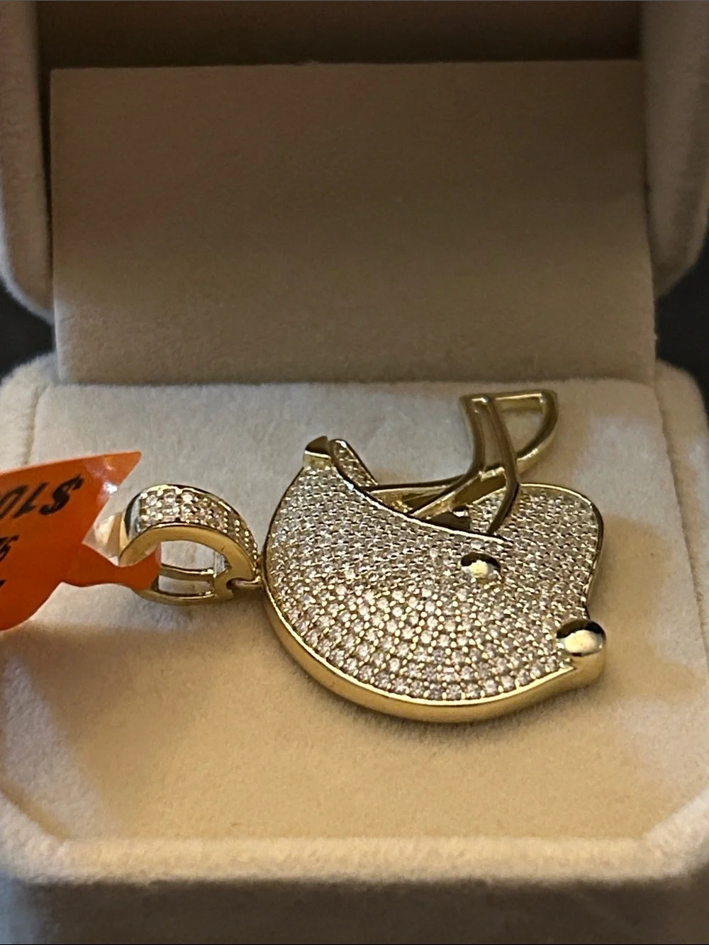 2.30CTW Pave’ Moissanite Football Helmet Pendant Necklace 14KT over 925 SSilver